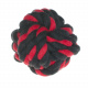 Превью Игрушка для собак Мяч веревочный красный с черным 6 см
