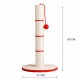 Превью Когтеточка-столбик для кошек Elis на подставке с шариком из сизаля, бежевый/красный, 31х31х50 см 1
