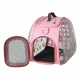 Превью Складная сумка-переноска для собак и кошек до 6 кг прозрачная/розовая дизайн сердечки 2