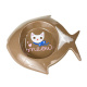 Превью Миска блюдце для кошек рыбка 21,5см коричневая керамика