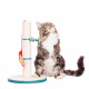 Превью Когтеточка-столбик для кошек круглая с игрушками-мышками и шариком, белый/голубой, 30х30х46 см 1