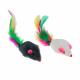 Превью Игрушка для кошек Мышка (натуральный мех) с перьями разноцветная 5 см