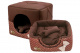 Превью Домик-трансформер мягкий для кошек и собак 45х45х45см Домосед шоколадный, с игрушкой