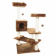Превью Игровой комплекс для кошек с домиком и когтеточкой FERGUS, с площадками и игрушками, бежевый/коричневый, 61х61х129 см