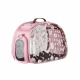 Превью Складная сумка-переноска для собак и кошек до 6 кг прозрачная/розовая дизайн сердечки