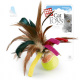 Превью Игрушка для кошек Мячик с перьями/перо куриное, теннисный материал 12 см