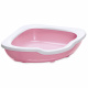 Превью Туалет угловой для кошек с бортом Fred пепельно-розовый 51х51х15.5 см