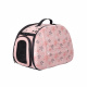 Превью Складная сумка-переноска для кошек и собак мелкого размера до 6 кг, 30х46х32 см, бледно-розовая в цветочек