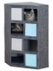Превью Игровой комплекс для кошек Pino угловой с домиком-лабиринтом, серый/светло-серый/бирюзовый, 42х42х80 см