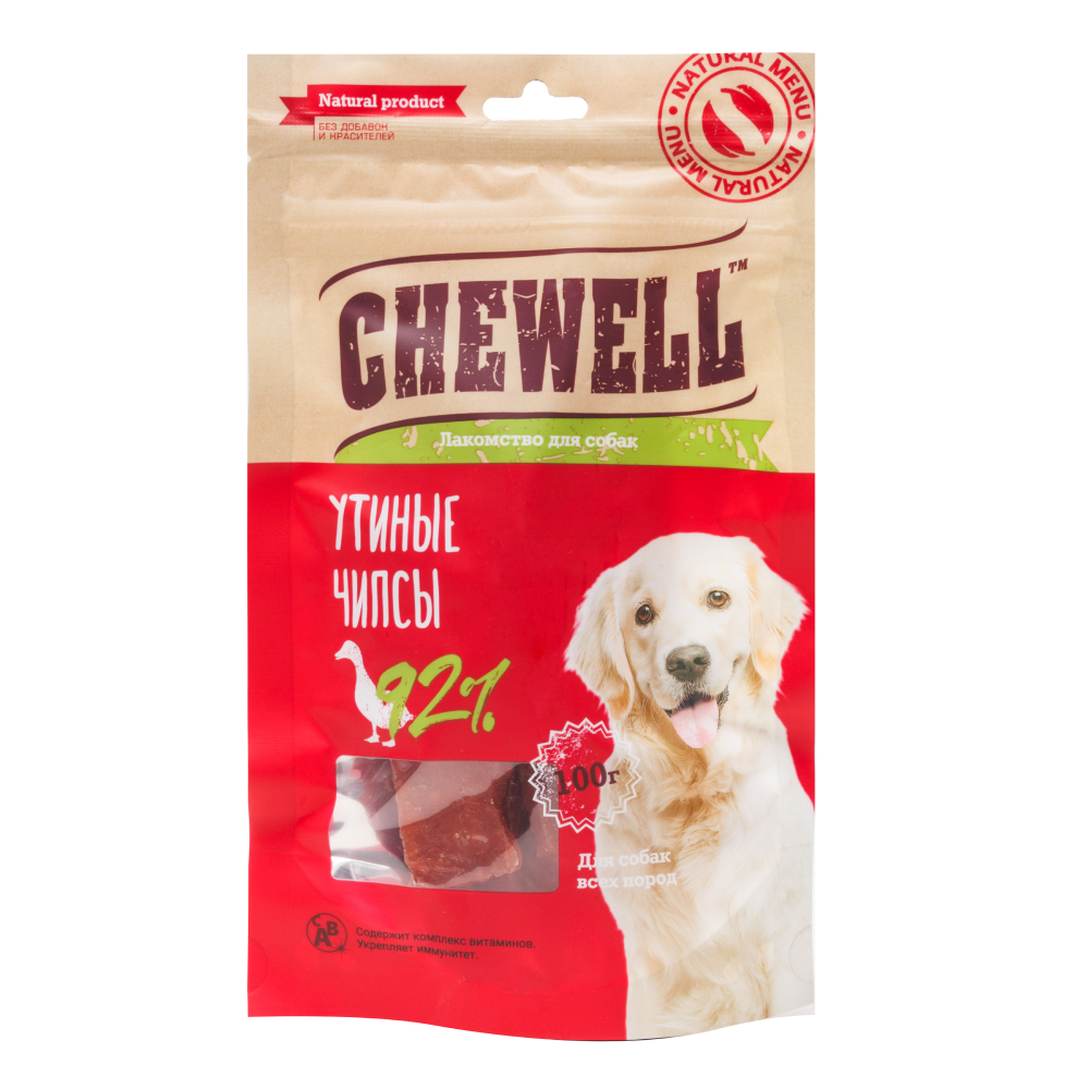Chewell Лакомство для собак всех пород Утиные чипсы, 100г