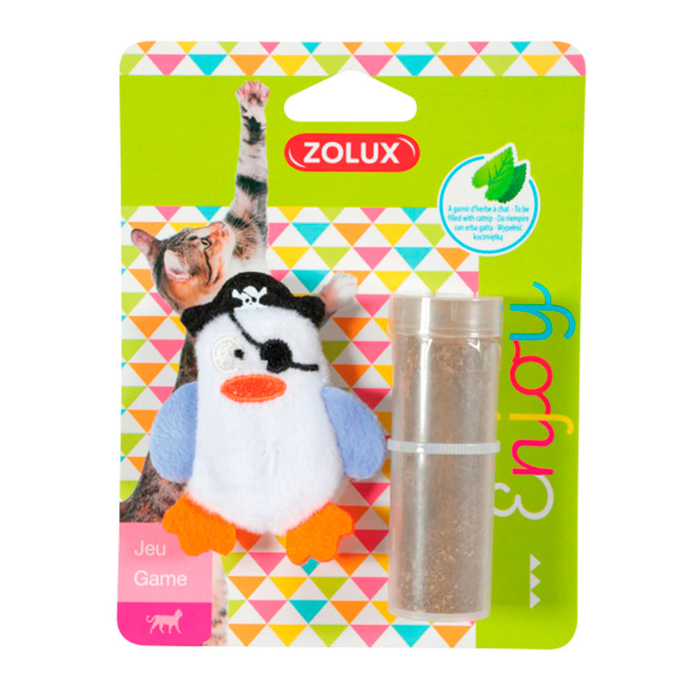 Zolux Игрушка с кошачьей мятой в комплекте для кошек Пингвин-пират, 6х1х7 см, бело-голубая