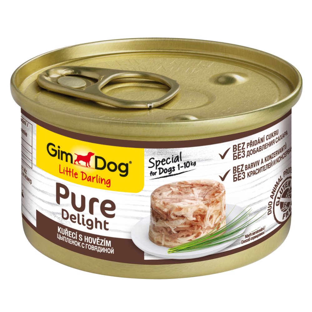 GIMBORN GimDog Pure Delight Консервы для собак из цыпленка с говядиной, 85 г
