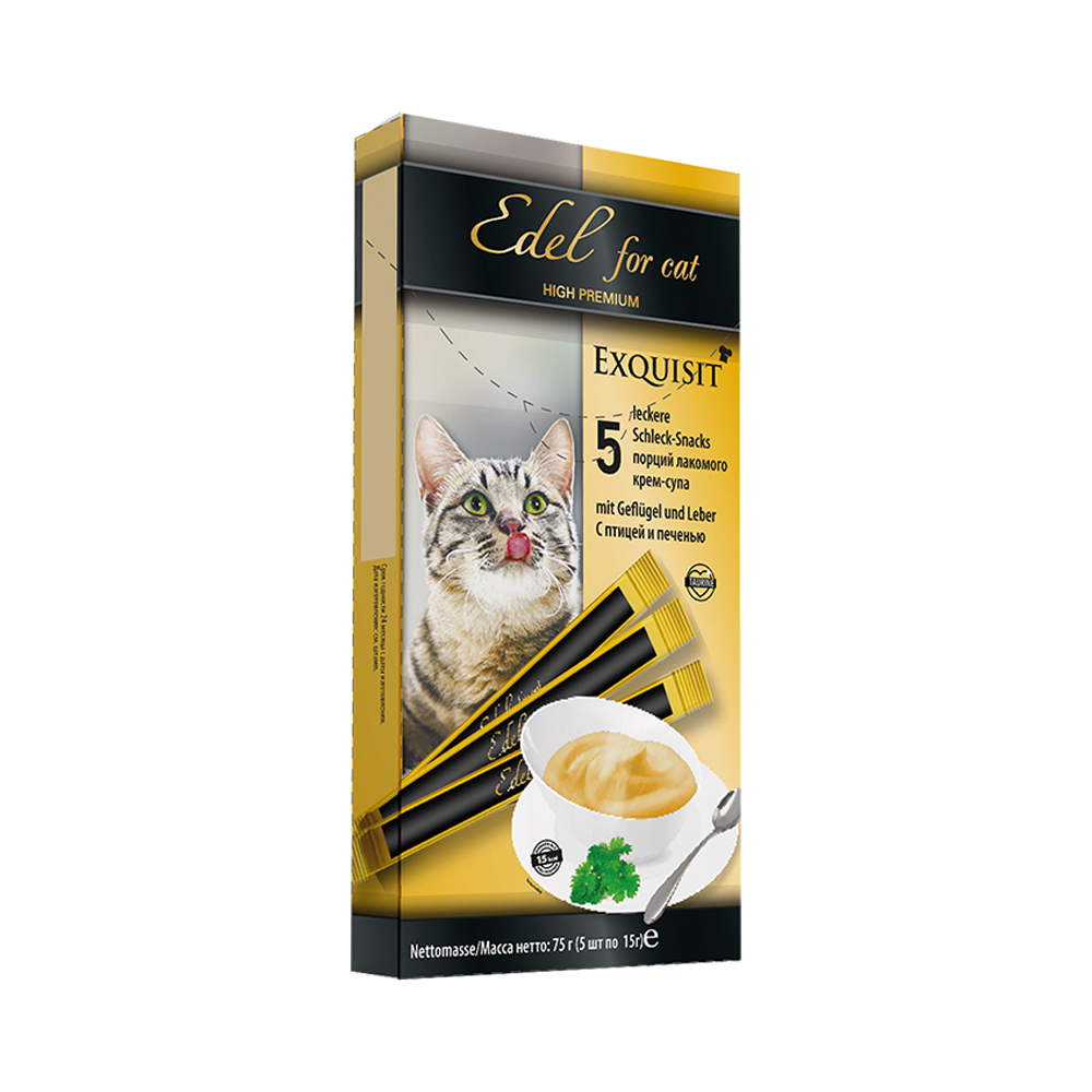 EDEL FOR CAT Лакомство для кошек крем-суп птица и печень