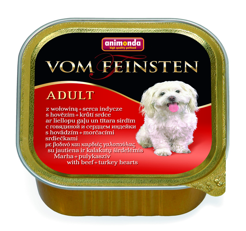 Animonda Vom Feinsten Adult консервы для собак старше 1 года, с говядиной и сердцем индейки, 150 г