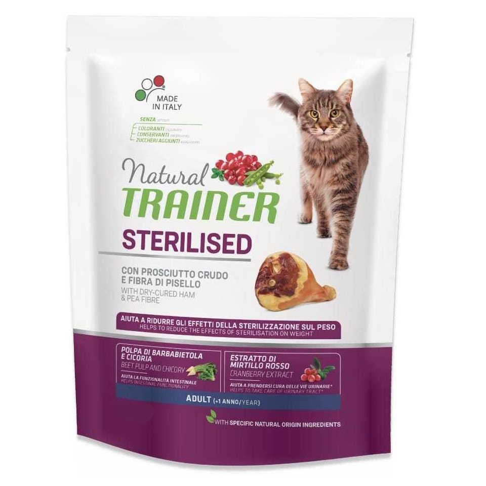 Trainer Natural Adult Sterilised корм для стерилизованных кошек старше 1 года, с сыровяленой ветчиной, 300 г