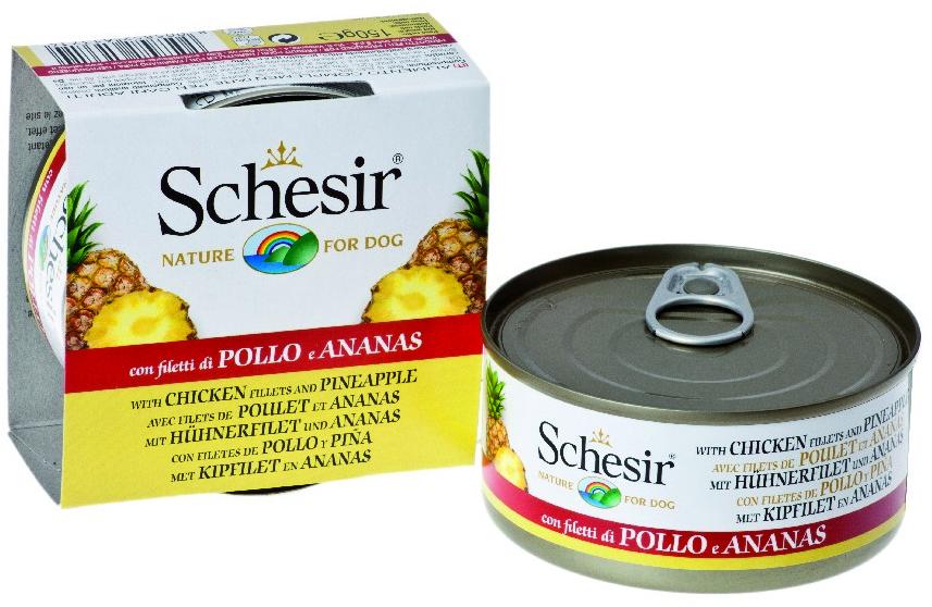 Schesir Корм для собак цыпленок/ананас консервы, бн. 150г