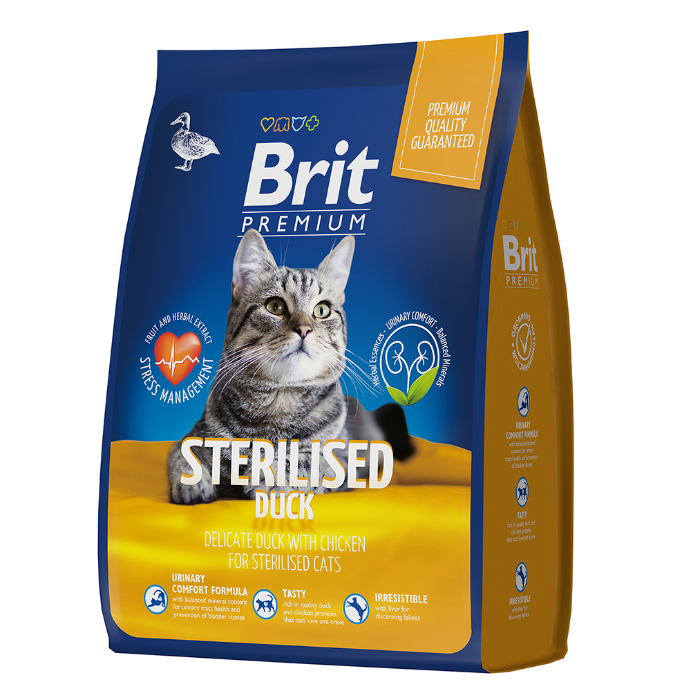 

Brit Premium Cat Duck&Chicken сухой корм для стерилизованных кошек с уткой и курицей, 2кг