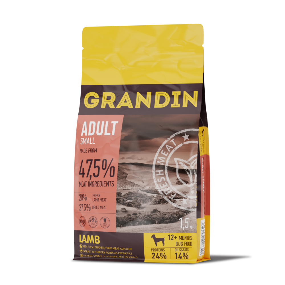 Grandin Fresh Meat Сухой корм для собак мелких пород, с ягненком, 1,5 кг