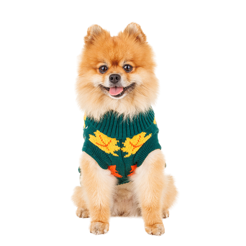 Petmax Свитер для собак с листьями 40см XL зеленый (унисекс)