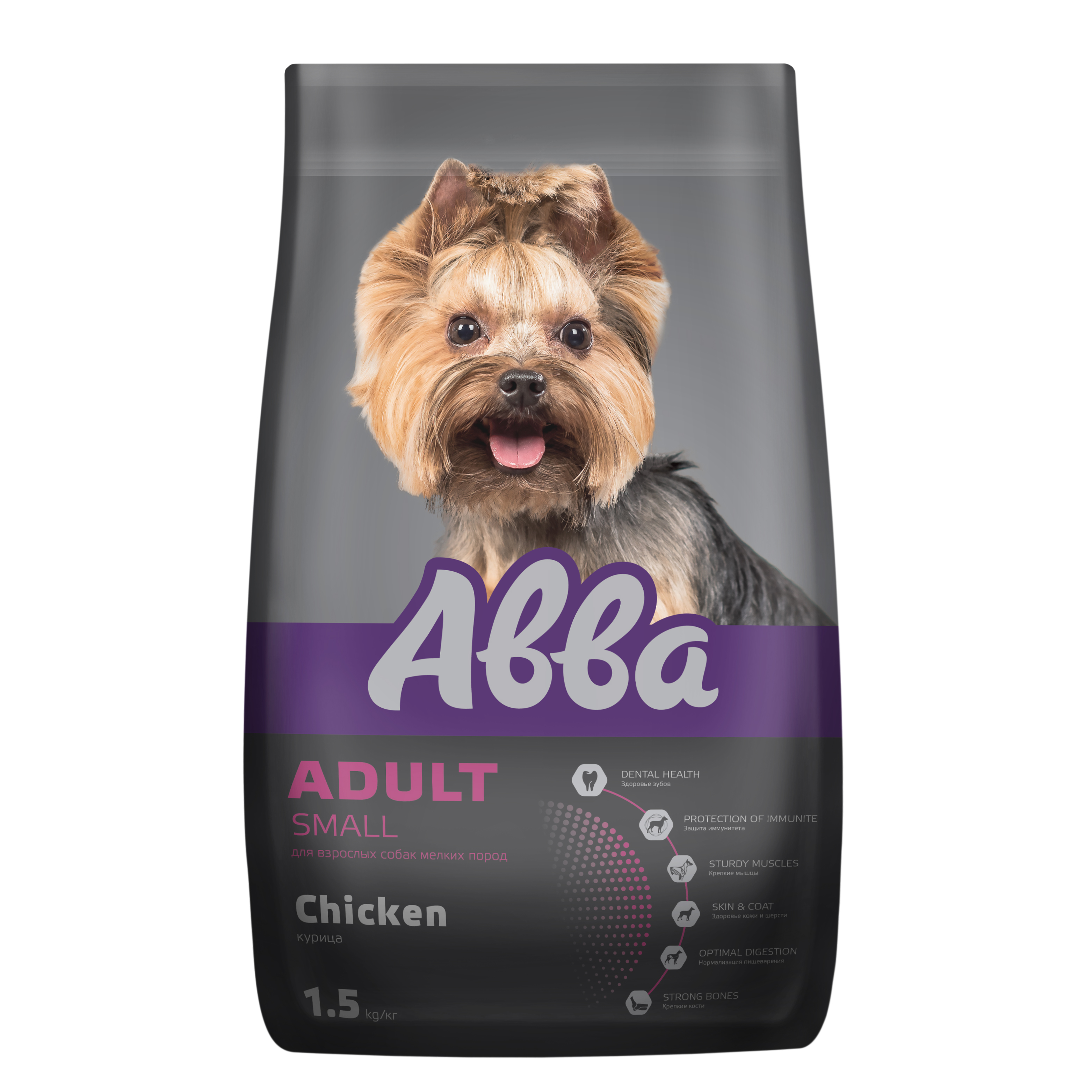 

Aвва Premium Adult Small корм для собак мелких пород старше 1 года, с курицей, 1,5 кг