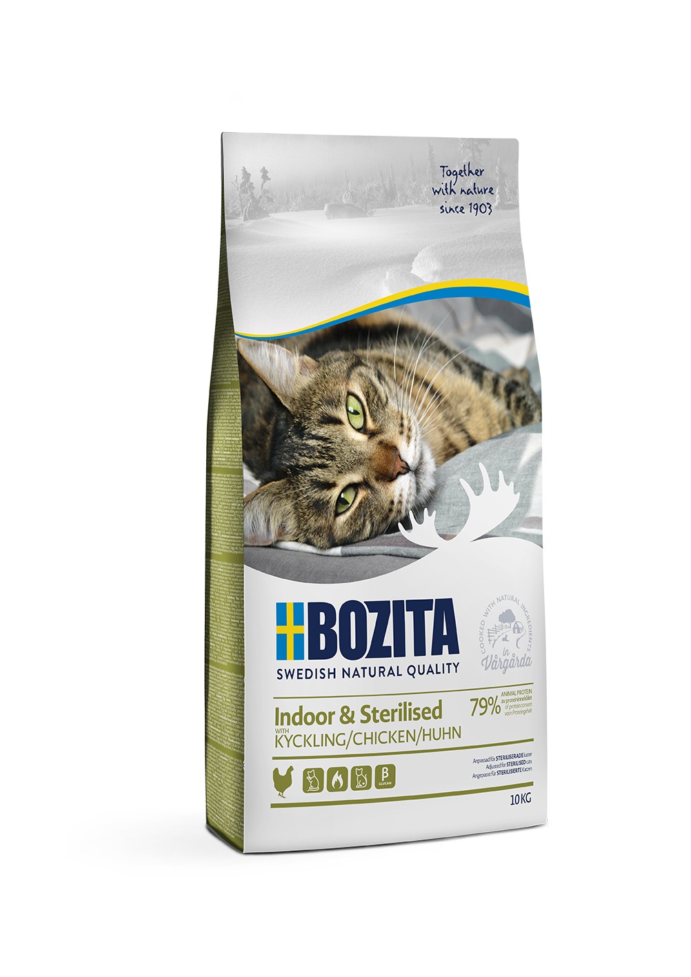 Bozita Indoor & Sterilized Chicken сухой зерновой корм с курицей для домашних стерилизованных кошек, 10кг
