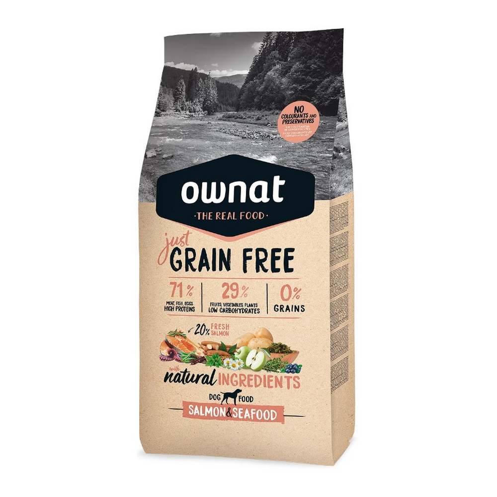 Ownat Grain Free Just Сухой корм беззерновой для собак, с лососем и морепродуктами, 3 кг