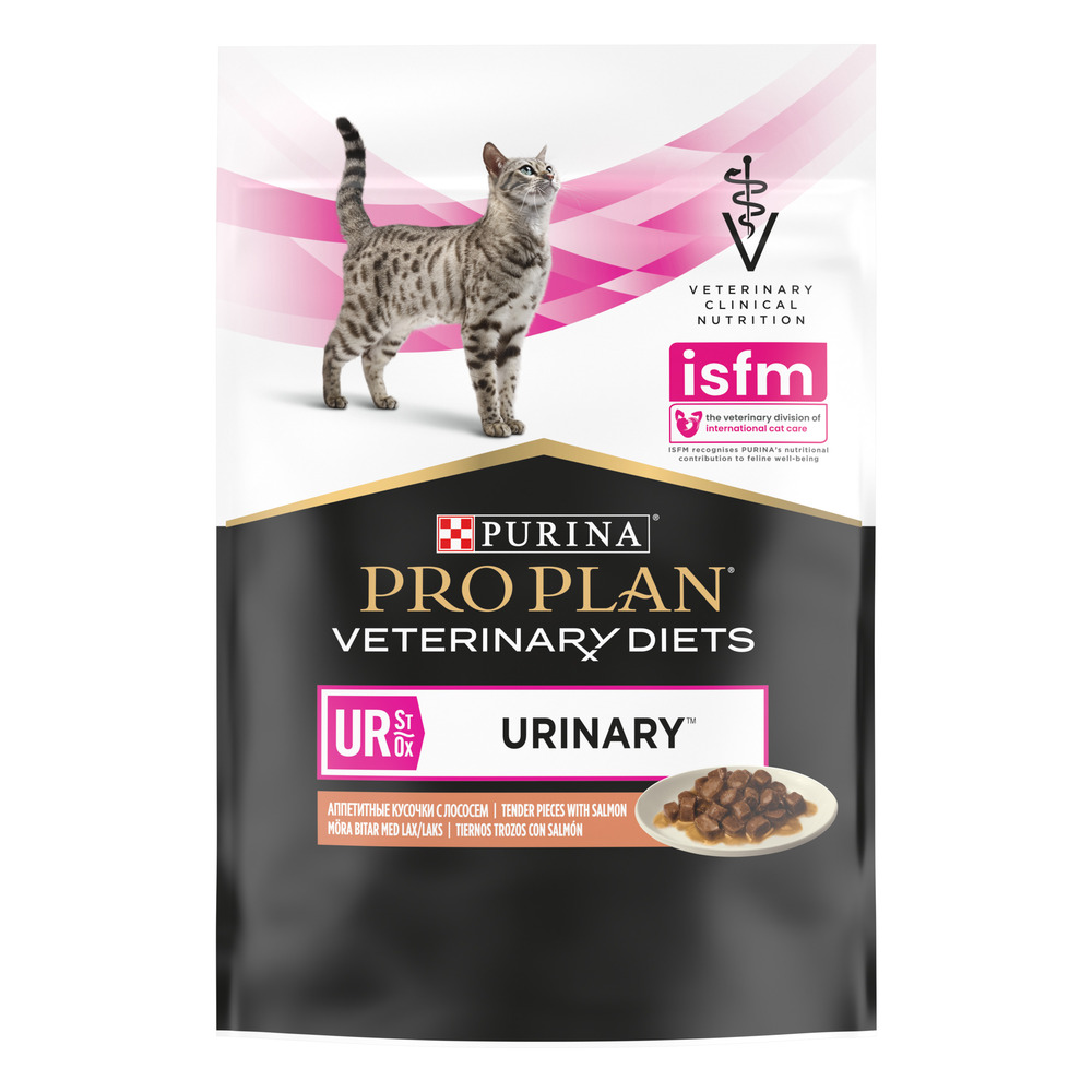 PRO PLAN® Veterinary Diets Veterinary Diets UR ST/OX Urinary влажный корм для взрослых кошек при болезнях нижних отделов мочевыводящих путей, с лососем, в соусе, 85 г