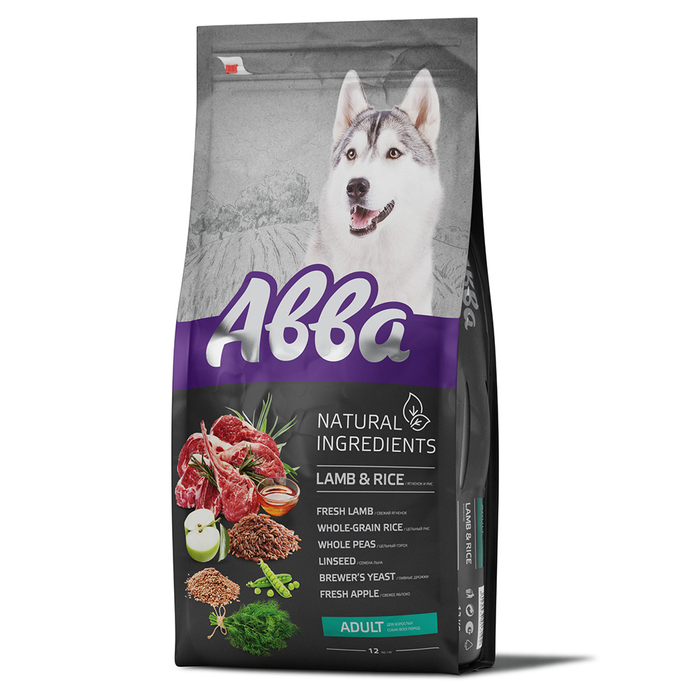 Aвва Natural Ingredients Сухой корм для взрослых собак с ягненком и рисом, 12 кг