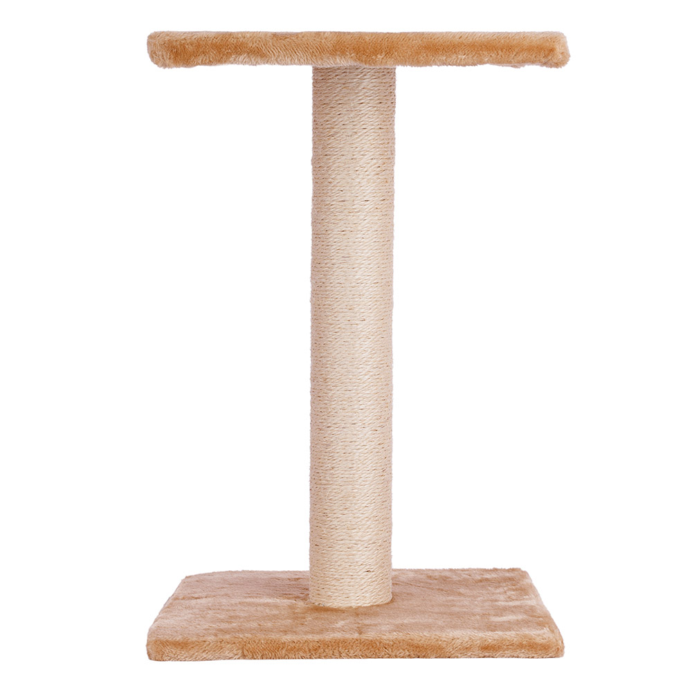 Petmax Когтеточка-столбик для кошек Colette на подставке с площадкой, бежевый, 38x38x60 см