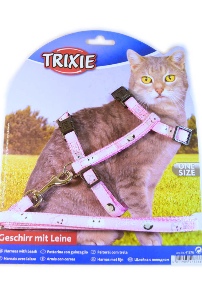 Trixie Шлейка с поводком для кошки Mimi, 25–45 см/10 мм, 1.20 м