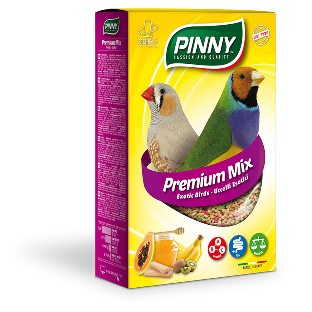 PINNY Корм для экзотических птиц с фруктами, бисквитом и витаминами, 800 гр.