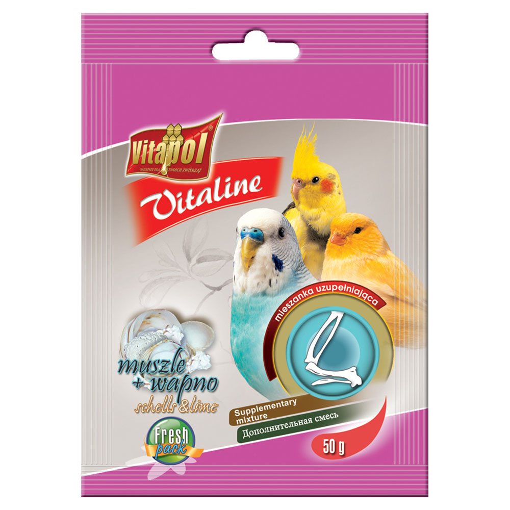 VITAPOL Ракушки + кальций для птиц Vitaline 50г