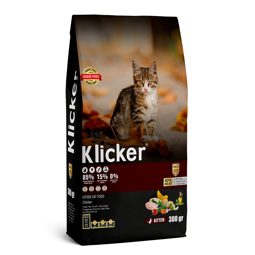 KLICKER Kitten Cat Food Сухой корм для котят, с курицей, 0,3 кг