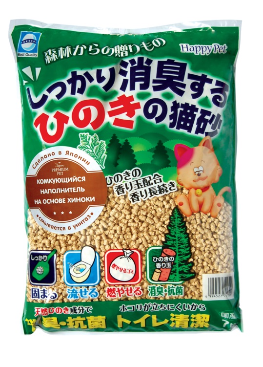 Japan Premium Pet Наполнитель комкующийся древесный с хиноки, 7л