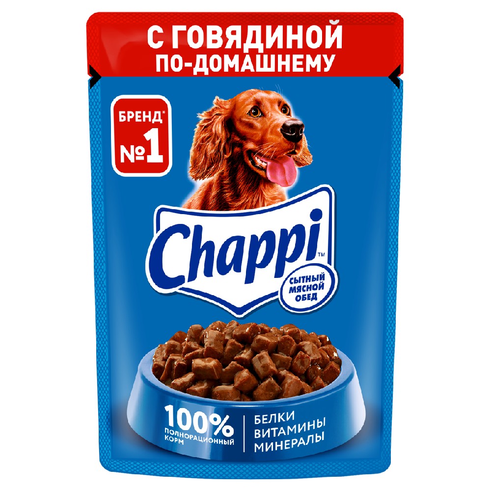 Chappi Корм влажный для собак Говядина по-домашнему, 85 г