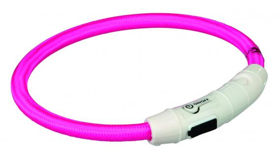 Trixie Мигающее кольцо для собак USB, XS–S: 35 см/ф 7 мм, нейлон,розовый, USB