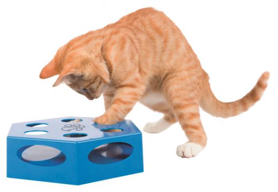 Trixie Игрушка для кошек Turning Feather, пластик, синий, 22 см