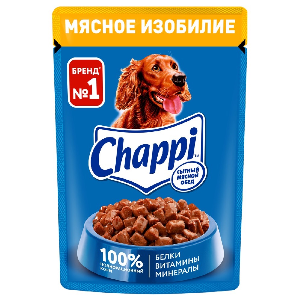 Chappi Корм влажный для собак Мясное изобилие, 85 г