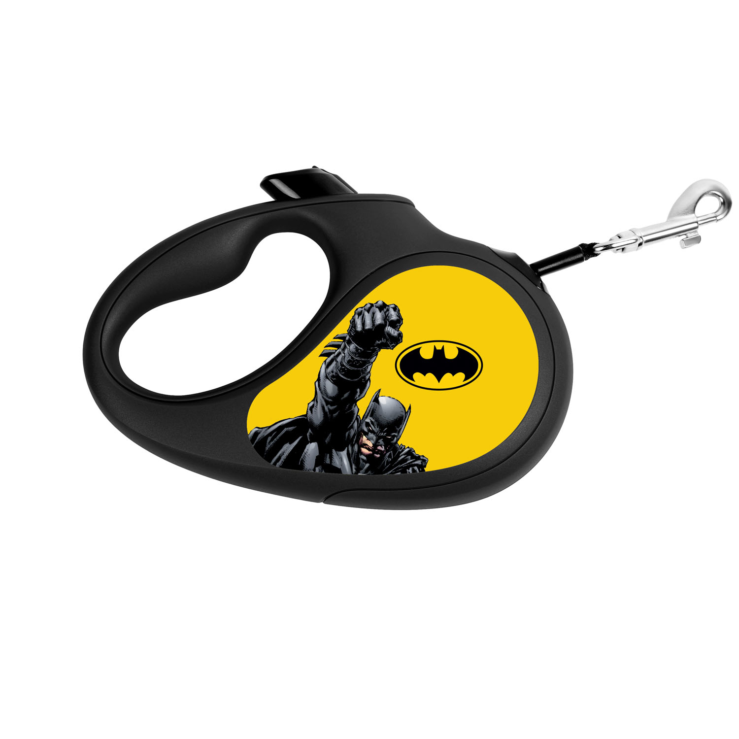 Wau Dog Поводок-рулетка WAUDOG с рисунком Бэтмен Желтый, размер S, до 15 кг, 5м черная