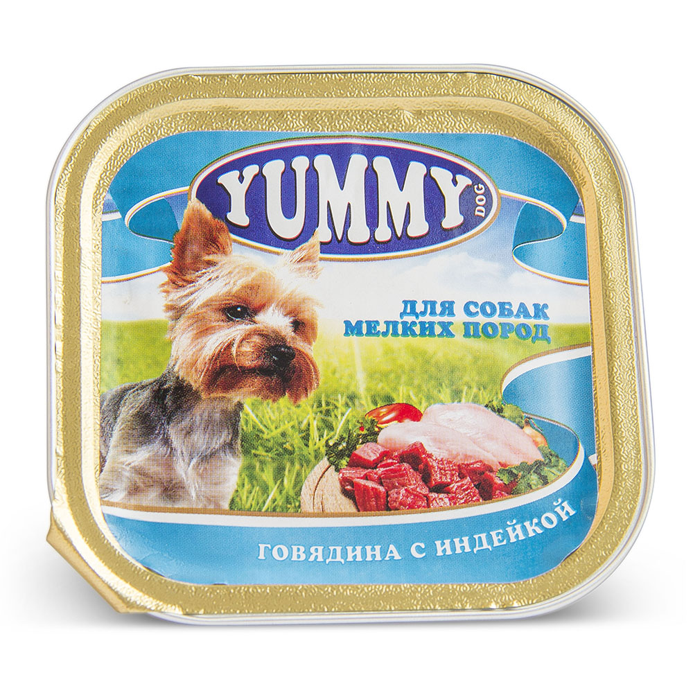 Yummy консервы для собак мелких пород, с говядиной и индейкой, 100 г