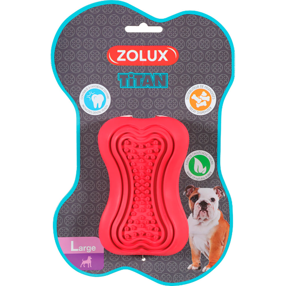 Zolux Игрушка-кормушка резиновая Кость Титан, 11,5 см, красная