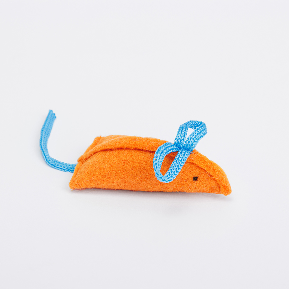 Pet Hobby Игрушка с мятой для кошек Мышка Фани, 8х4,5х2,5 см, оранжевая