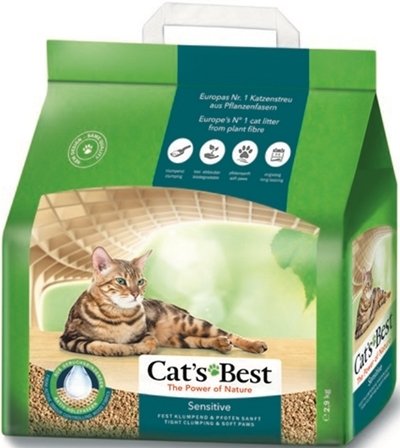 Cat's Best Sensitive наполнитель для кошачьего туалета, древесный, без запаха, 8 л