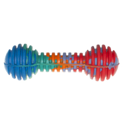 Petmax Игрушка для собак Гантель рифленая резиновая разноцветная 15 см
