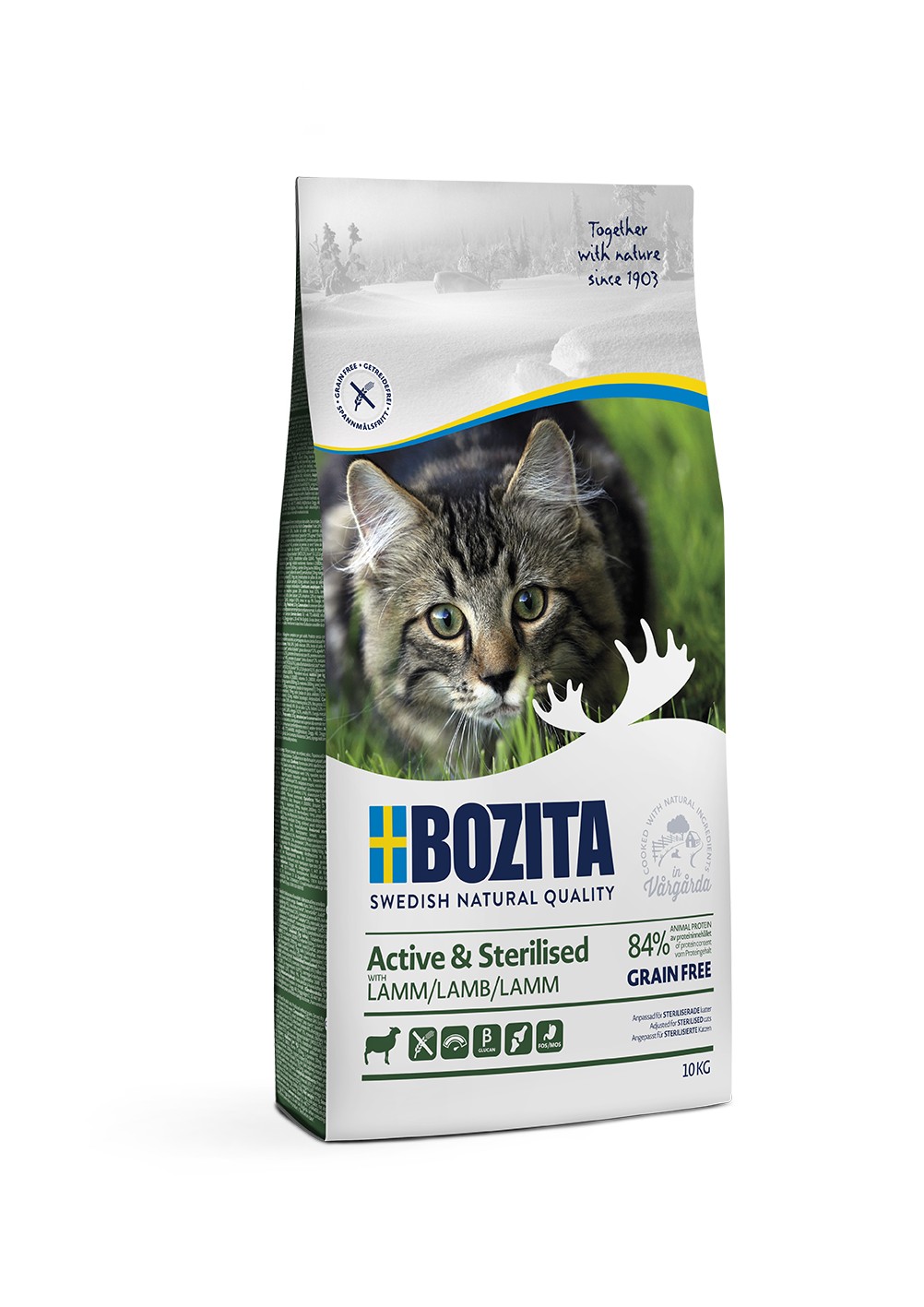Bozita Active & Sterilized GF Lamb сухой беззерновой корм с ягненком для активных стерилизованных кошек, 10кг