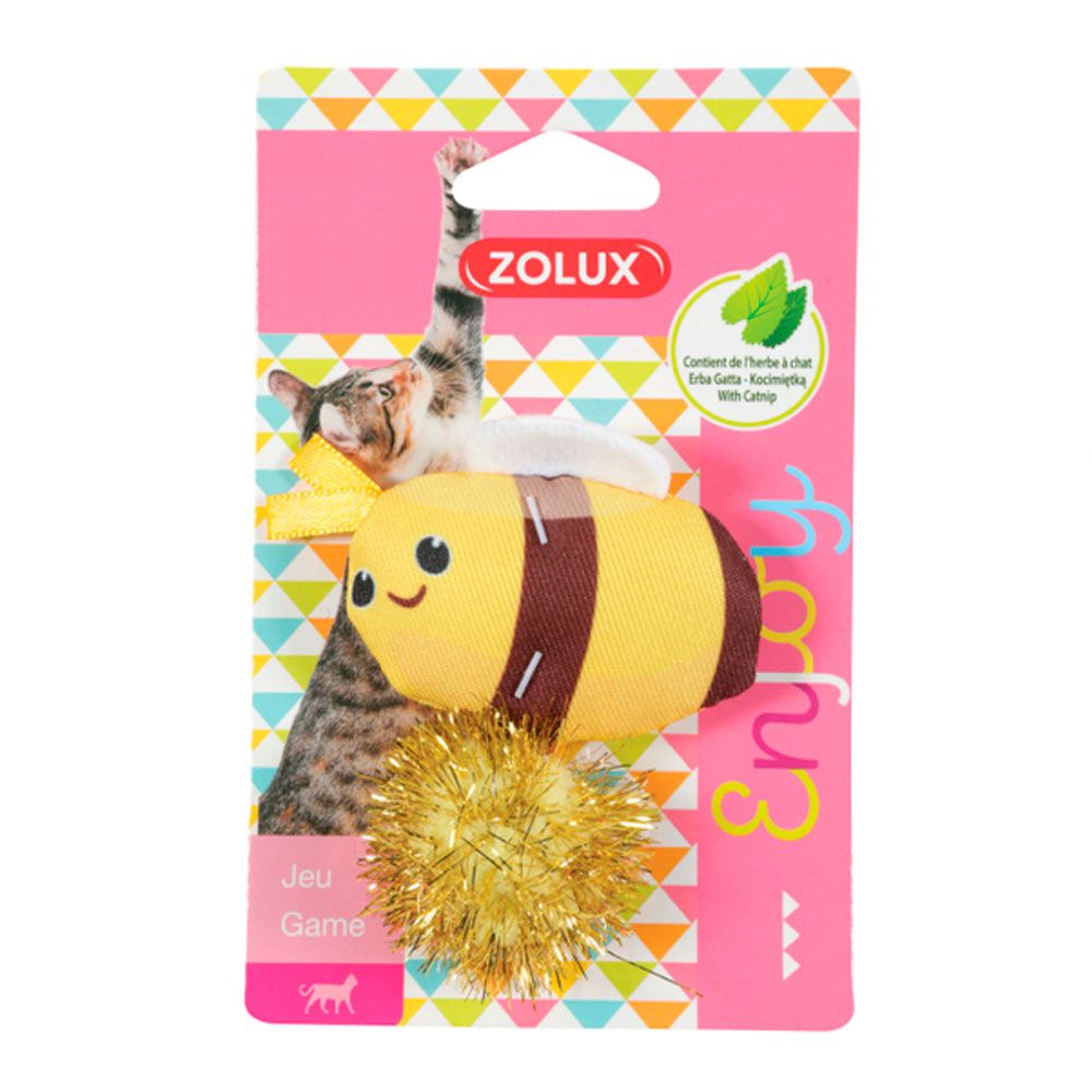 Zolux Игрушка с кошачьей мятой для кошек Счастливая пчела, 9,5х2,5х см, желто-коричневая