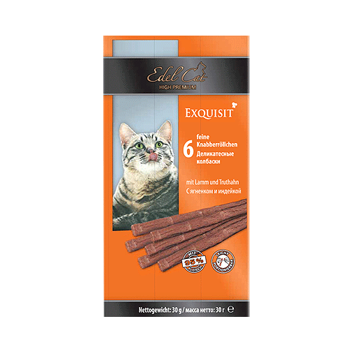 

Edel Cat лакомство для кошек, колбаски Ягненок/индейка 6 шт, пак. 30 г