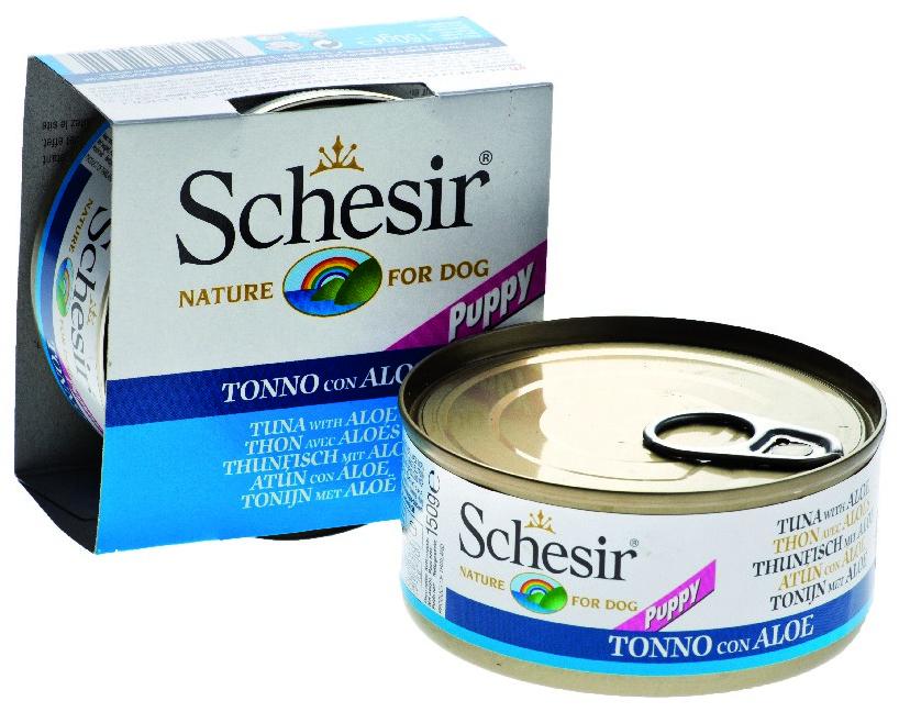 Schesir консервы для щенков Тунец/алоэ 150г