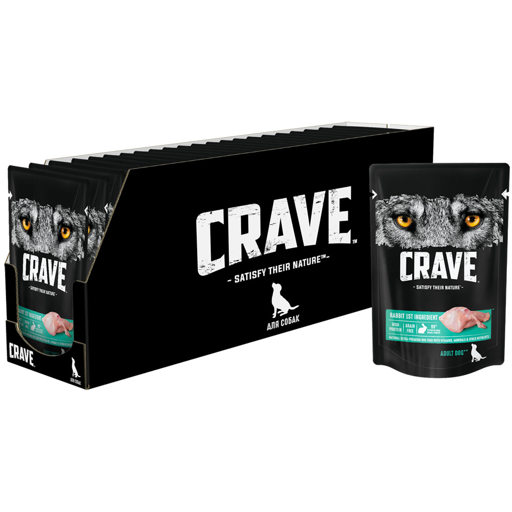 Crave Корм консервированный полнорационный для собак всех пород старше 1 года с кроликом, 85 г 