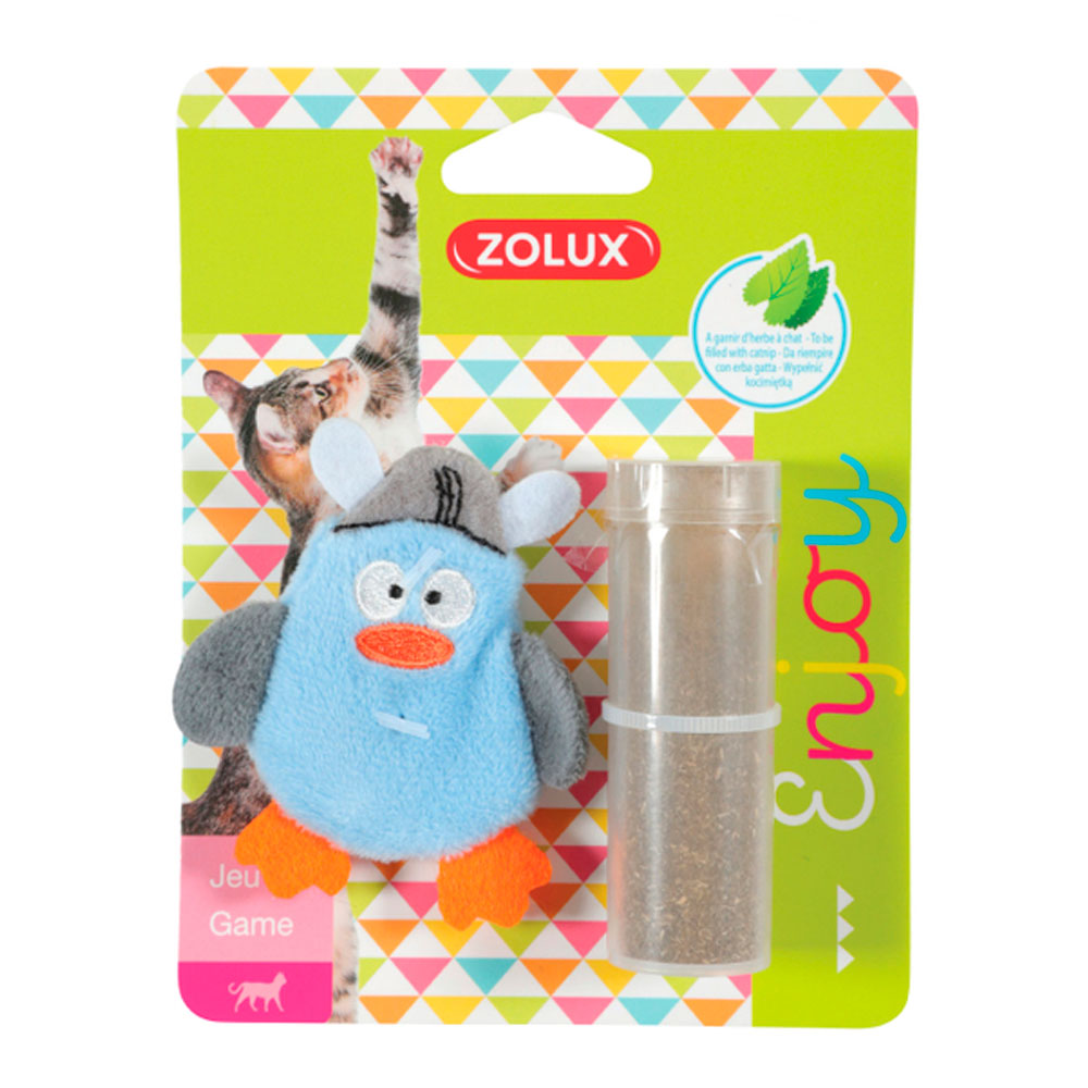 Zolux Игрушка с кошачьей мятой в комплекте для кошек Озадаченный пингвин, 6х1х7 см, голубая